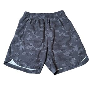 ZYIA Active Men's Black and Gray Camo Athletic Shorts Sz Medium Drawstring